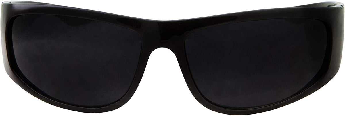 Super Dark Lens Black Sunglasses, Biker Style Rider