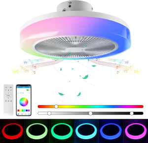 50CM LED Ceiling Light with Fan,Rgb Super Bright Lights，Bluetooth Music Speaker,Remote Control and App,Adjustable Wind Speed and Light,3000K-6500K,Modern Ceiling Light for Bedroom,Living Room