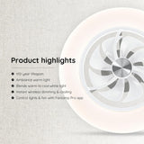 Ceiling Fans with Lights- Low Profile Ceiling Fan with Light 22" LED Dimmable Ceiling Fans with Remote Control,Smart 3 Light Color and 6 Speeds 8 Blades