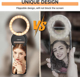 Selfie Ring Light, Clip-On LED Lights Rechargeable Portable Photography Lighting for Iphone Ipad Android Laptop Camera Video Girls Make Up