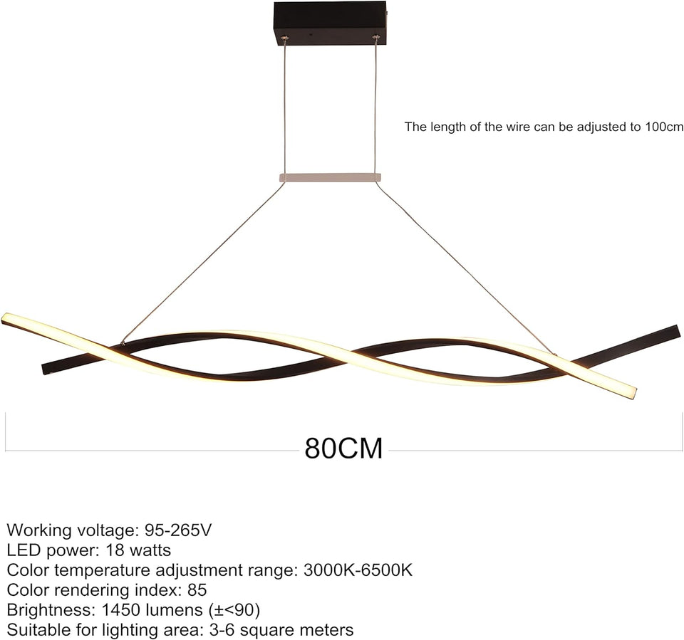 Modern Led Chandelier Lighting Creative Pendant Lamps for Ceiling of the Island Table Top Bar Office Bedroom Kitchen Living Room (Black, L80CM Pendant)