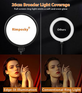 Desktop Ring Light for Computer, 26Cm Full Screen Zoom Lighting for Video Conference/Record, Dimmable Selfie Ring Light with Stand & Phone Holder, for Laptop/Youtube/Tiktok/Live-Stream/Makeup