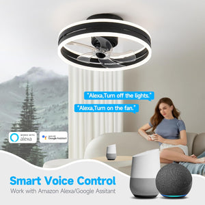 360° Oscillating Ceiling Fans with Light and Remote, Air Circulator Ceiling Fans with 6 Speed Reversible Blades for Bedroom,Smart Ceiling Fan with Alexa/Google Assistant/App/Remotes