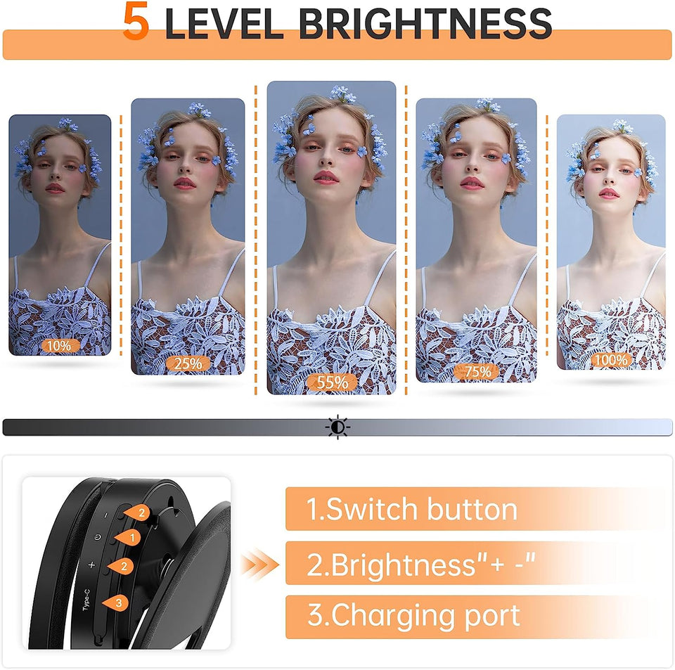 Selfie Ring Light, Clip-On LED Lights Rechargeable Portable Photography Lighting for Iphone Ipad Android Laptop Camera Video Girls Make Up