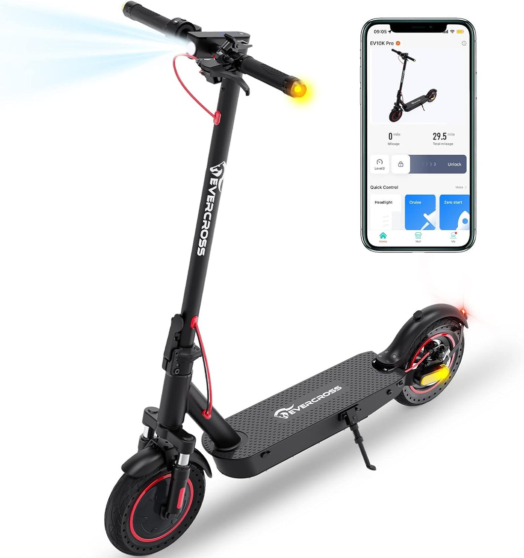 EV10K PRO App-Enabled Electric Scooter, Scooter Adults with 500W Motor, up to 19 MPH & 22 Miles E-Scooter, Lightweight Folding for 10'' Honeycomb Tires