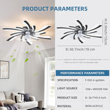 Ceiling Fan with Lights and Remote Control, Low Profile 31'' Ceiling Fan,3 Colors LED Light Dimmable Design,6 Wind Speeds, Timer Function and Stylish for Bedroom, Living Room, Kitchen (Black)