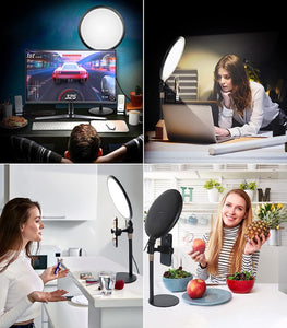 Desktop Ring Light for Computer, 26Cm Full Screen Zoom Lighting for Video Conference/Record, Dimmable Selfie Ring Light with Stand & Phone Holder, for Laptop/Youtube/Tiktok/Live-Stream/Makeup