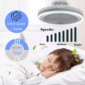 Ceiling Fan with Light Modern Bladeless Ceiling Fan with Remote Control Dimmable Lighting Indoor Low Profile Ceiling Fan Flush Mount，72W Modern Ceiling Fan Ceiling Fan with Lights Enclosed