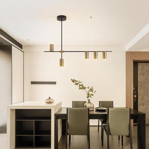 Modern LED Chandelier, 30W Dimmable Pendant Light Fixtures, 39 Inch LED Spotlight Lighting, Hanging Linear Chandelier Ceiling Light Fixture for Kitchen Island Dining Room Living Room