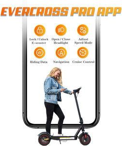 EV10K PRO App-Enabled Electric Scooter, Scooter Adults with 500W Motor, up to 19 MPH & 22 Miles E-Scooter, Lightweight Folding for 10'' Honeycomb Tires