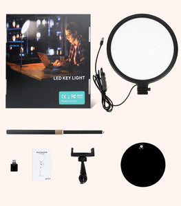 Desktop Ring Light for Computer, 26Cm Full Screen Zoom Lighting for Video Conference/Record, Dimmable Selfie Ring Light with Stand & Phone Holder, for Laptop/Youtube/Tiktok/Live-Stream/Makeup