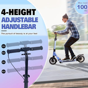 Adult Push Kick Foldable Scooter Big Large Wheels Hand Brake Sensitive Commuter Disc Scooter