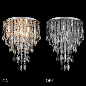 Luxury Modern Crystal Chandelier Ceiling Flush Mount Light Fixture for Bedroom Living Room Kitchen Corridor Stairwell Aisle Hallway, ￠35Cm X H38Cm, Chrome, 4-Lights, G9 Holder