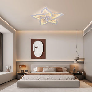 Modern Ceiling Fan with Lights, 24'' Ceiling Light with Fans and APP Control, 3 Colors LED Ceiling Light, 6 Wind Speeds, Dimmable Low Profile Flush Mount Ceiling Fan for Kitchen Bedroom