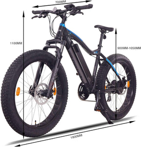 Aspen Fat Electric Bike,E-Bike,48V 13Ah 250W, E-MTB 624Wh Battery [Black 26"]