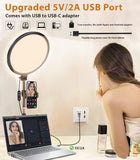 Desktop Ring Light for Computer, 26Cm Full Screen Zoom Lighting for Video Conference/Record, Dimmable Selfie Ring Light with Stand & Phone Holder, for Laptop/Youtube/Tiktok/Live-Stream/Makeup