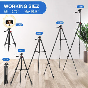 10'' Ring Light with 51” Tripod Flexible Stand LED Selfie Ringlight 10 Brightness with Camera Remote Shutter Phone Holder for Tiktok Youtube Video Live Stream Makeup