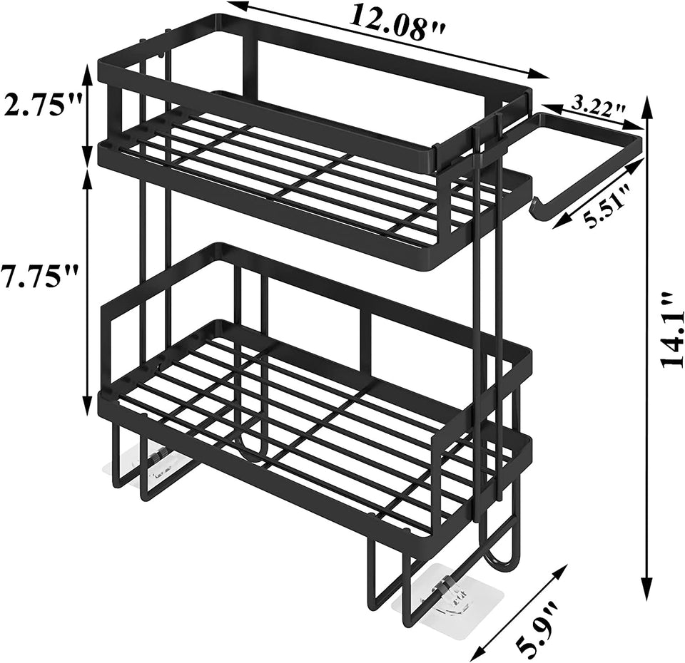 Bathroom over the Toilet Storage Shelf, 2-Tier Bathroom Storage Organizer Shelves, Space Saver Small, Black…