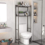 over the Toilet Storage Shelf, 2-Tier Bathroom Organizer Space Saver, Free-Standing above Toilet Rack Metal Bathroom Shelves (Brown, 2 Tier)