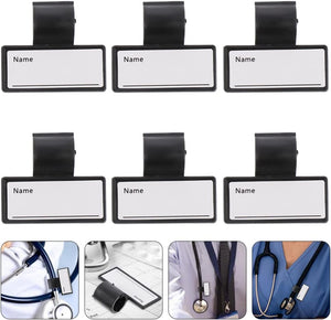 6Pcs Stethoscope Name Tag Name ID Identification Tag Clip for Stethoscope Tube Replacement Accessories