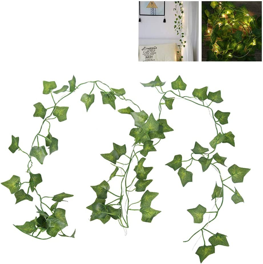 2M 20LED Leaf String Lights,Vine Fairy Lights Batteries Powered Green Leaf Garland Maple String Lights for Bedroom Home Kitchen Garden Office Wedding Wall Indoor Outdoor Decoration