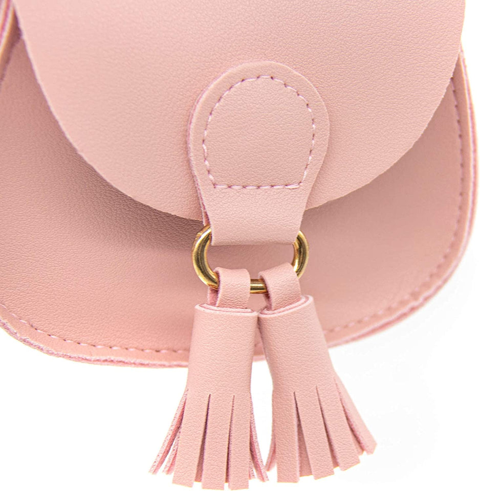 , 1 Piece Charming Pink Crossbody Bag with Tassel Mini Shoulder Purse Backpacks for Little Girls Children Toddler