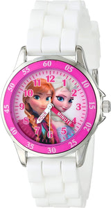 Kids' FZN3550 Frozen Anna and Elsa Watch with White Rubber Band, White, Quartz Movement