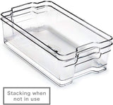 Kitchen Storage Bins, Large Clear Stackable Organizer Containers with Handles for Refrigerator, Freezer, Pantry, Cabinets, Shelves, Bathroom - Pack of 4, 37 X 21.5 X 10Cm