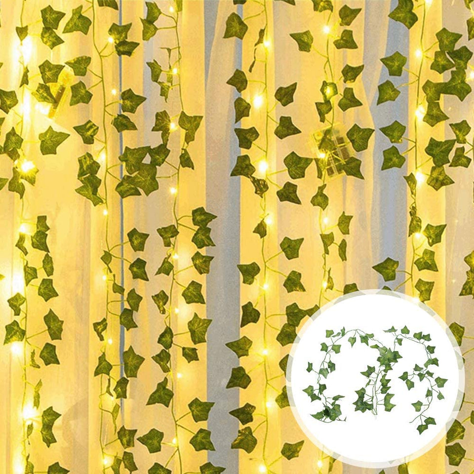 2M 20LED Leaf String Lights,Vine Fairy Lights Batteries Powered Green Leaf Garland Maple String Lights for Bedroom Home Kitchen Garden Office Wedding Wall Indoor Outdoor Decoration