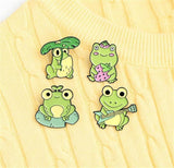 Cute Frog Enamel Brooch Pin Set Cartoon Animal Pins Creative Lapel Pins Frog Enamel Pin Brooch for Backpacks Hats Bags