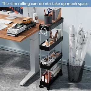 Slim Storage Cart with Wheels 4 Tier Kitchen Trolley Bathroom Storage Organizer Spice Cart Rolling Utility Cart Home Storage Organisation Laundry Shelving Room Storage Trolley