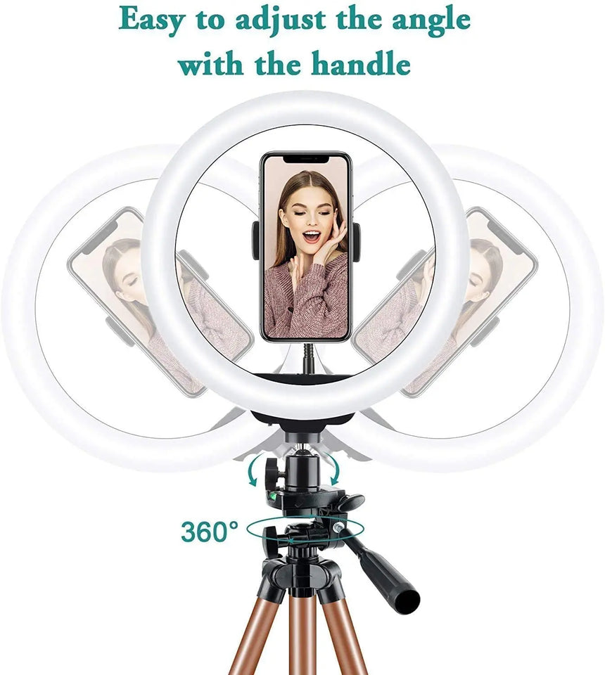 Selfie Ring Light with Tripod Stand, Ring light with Remote & Phone Holder for YouTube/Tiktok Stream/Makeup, LED Circle Light Tripod (Brown) pattanaustralia