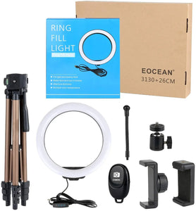 Selfie Ring Light with Tripod Stand, Ring light with Remote & Phone Holder for YouTube/Tiktok Stream/Makeup, LED Circle Light Tripod (Brown) pattanaustralia