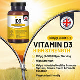 Vitamin D3 4000IU High Strength I 425 Vegetarian Tablets (14 Months Supply) I Easy Swallow Vitamin D3 Supplement for Immune Support, Calcium Boost, Bone & Muscle I Made in the UK by Prowise Healthcare