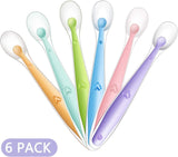 Baby Silicone Soft Spoons| Training Feeding for Kids Toddlers Children and Infants| BPA Free 6 Pack| Great Gift Set |Gum-Friendly First Stage