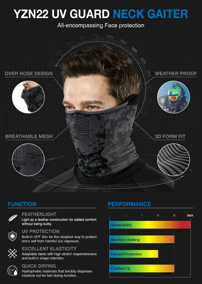 Unisex Winter Neck Warmer Gaiter, Lightweight Half Balaclava, Windproof Face Mask for Ski Snowboard Outdoor Sports