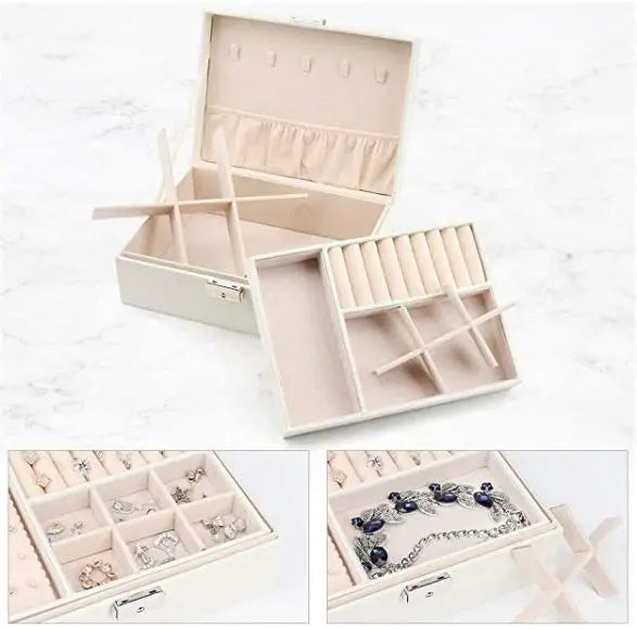 Jewellery Organizer Case Box Holder Storage Earring Ring Velvet Display Leather pattanaustralia