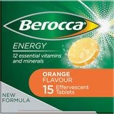Energy Vitamin with 12 Essential Vitamins and Minerals to Help Support Physical Energy and Mental Sharpness, Orange Flavour, 15 Effervescent Tablets