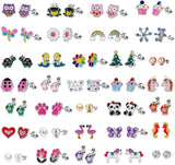 33 Pairs Hypoallergenic Stud Earrings Set for Girls Sensitive Ears with Stainless Steel Post in Vivid Colors and Multi-Styles