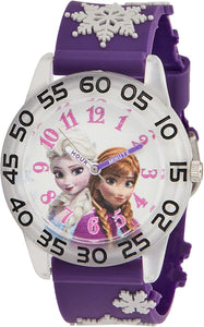 Frozen Kids' Plastic Time Teacher Analog Quartz 3D Strap Watch, Purple, Plastic Kids