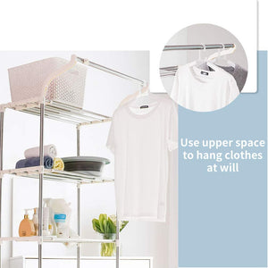 3-Tier Adjustable Washing Machine Rack over Toilet Bathroom Organizer above Washer Dryer Storage Shelf Space Saving Rack, White