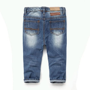 Baby Girl Boy Jeans,Little Kid Elastic Band inside Ripped Denim Pants…