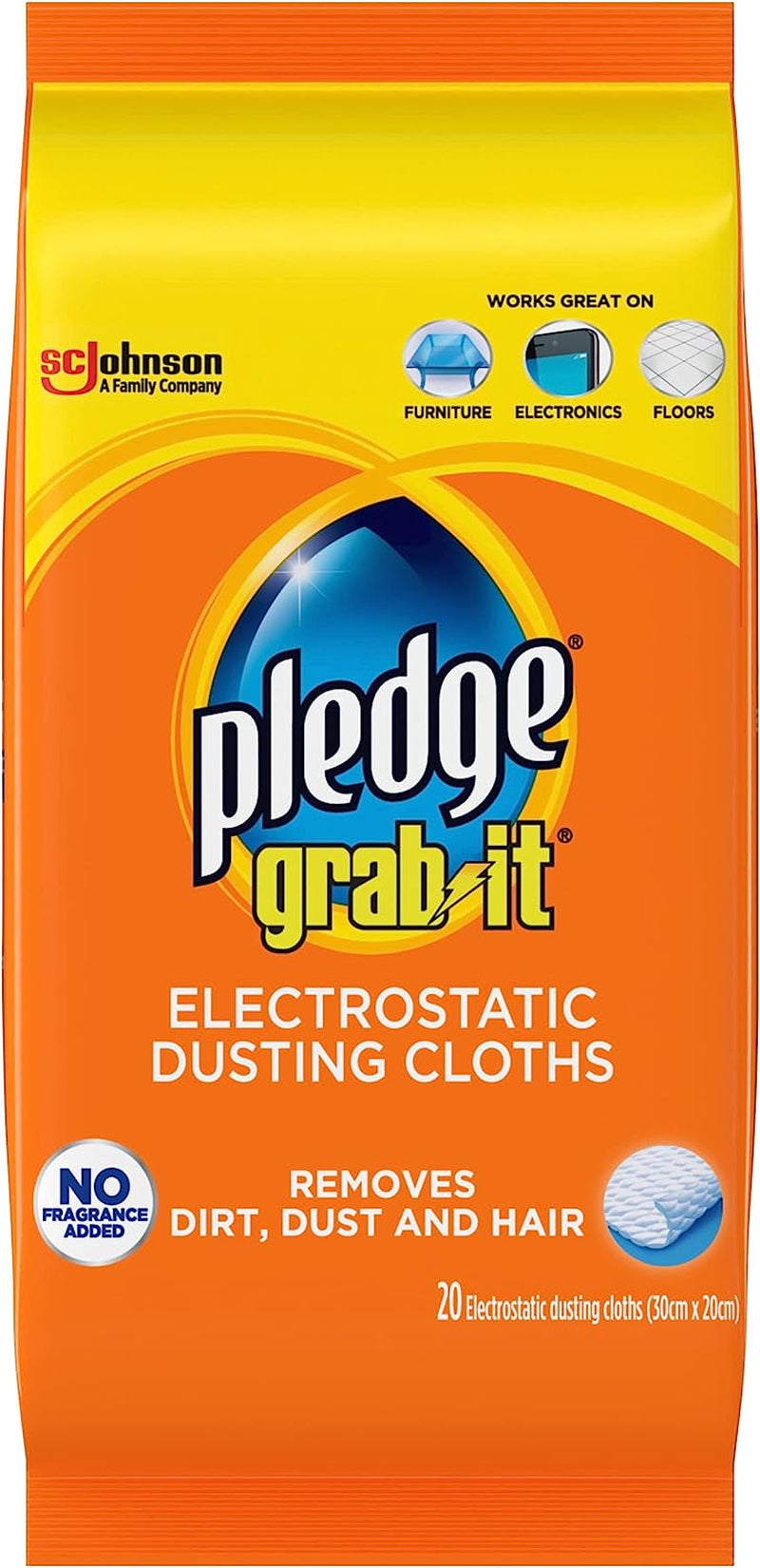Grab-It Electrostatic Dusting Cloths, 20 Count