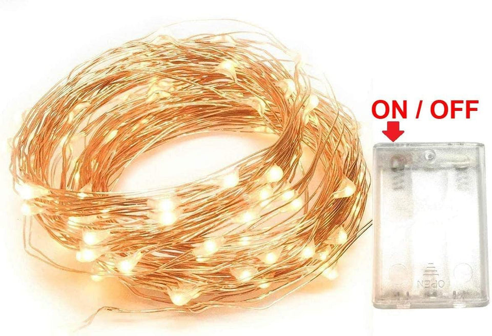 Fairy Christmas Lights Battery Operated, 10M/33Ft/100 LED Warm White String Light, Waterproof Battery Case, Indoor Lights for Xmas Tree Wedding,Party Events Garden Spring Decoration