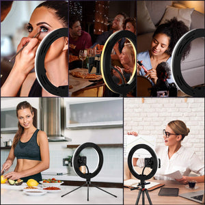 10'' Ring Light with 51” Tripod Flexible Stand LED Selfie Ringlight 10 Brightness with Camera Remote Shutter Phone Holder for Tiktok Youtube Video Live Stream Makeup