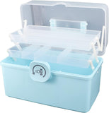 Household Medical Kit Portable Medicine Box Storage Locked Organizer Fold Organiser Blue 34X21.5CM