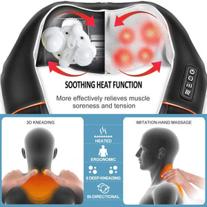 Electric Neck and Back Massager with Heat, 3D Kneading Massage Pillow for Pain Relief on Shoulder Leg Calf Foot Full Body Muscles pattanaustralia