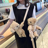3D Cute Plush Animal Shoulder Bag Women Girls Teddy Bear Cross Body Bag