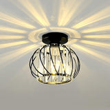 Modern Crystal Ceiling Light Lamp LED Semi Flush Mount Pendant Light Fixture, Black