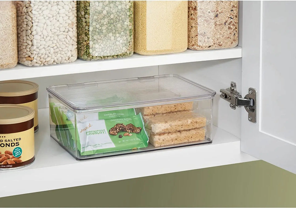 Cabinet/Kitchen Binz Stackable Kitchen Storage Container, Extra Large Plastic Storage Boxes for the Kitchen, Clear